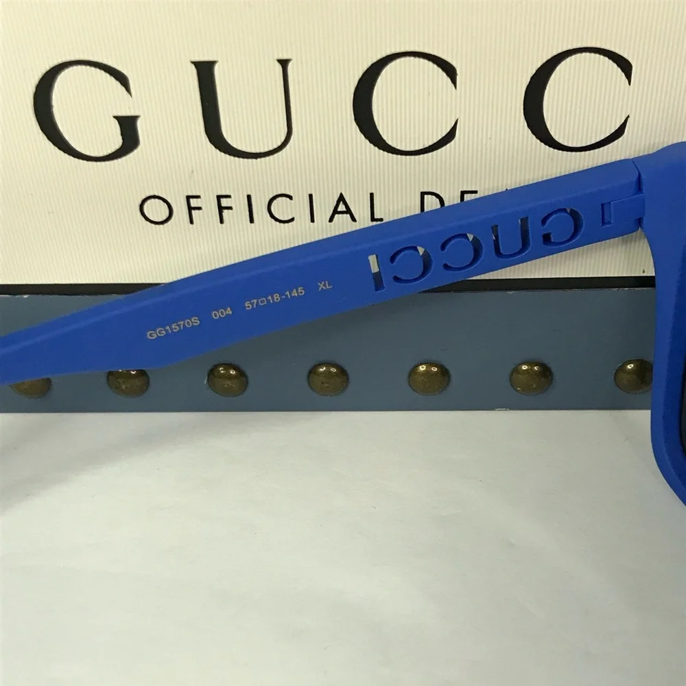 💯 Authentic - NEW Gucci GG1570S - 004 Blue Sunglasses